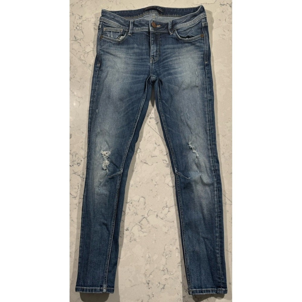 Zara Jeans‎ Womens 4 Japanese Denim Edition Medium Wash Slim Straight Distressed